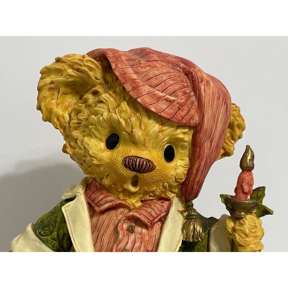 Vintage 1994 Teddy & Me Christmas Figurine Nighttime Bear Pajamas Candle & Candy - Picture 10 of 12